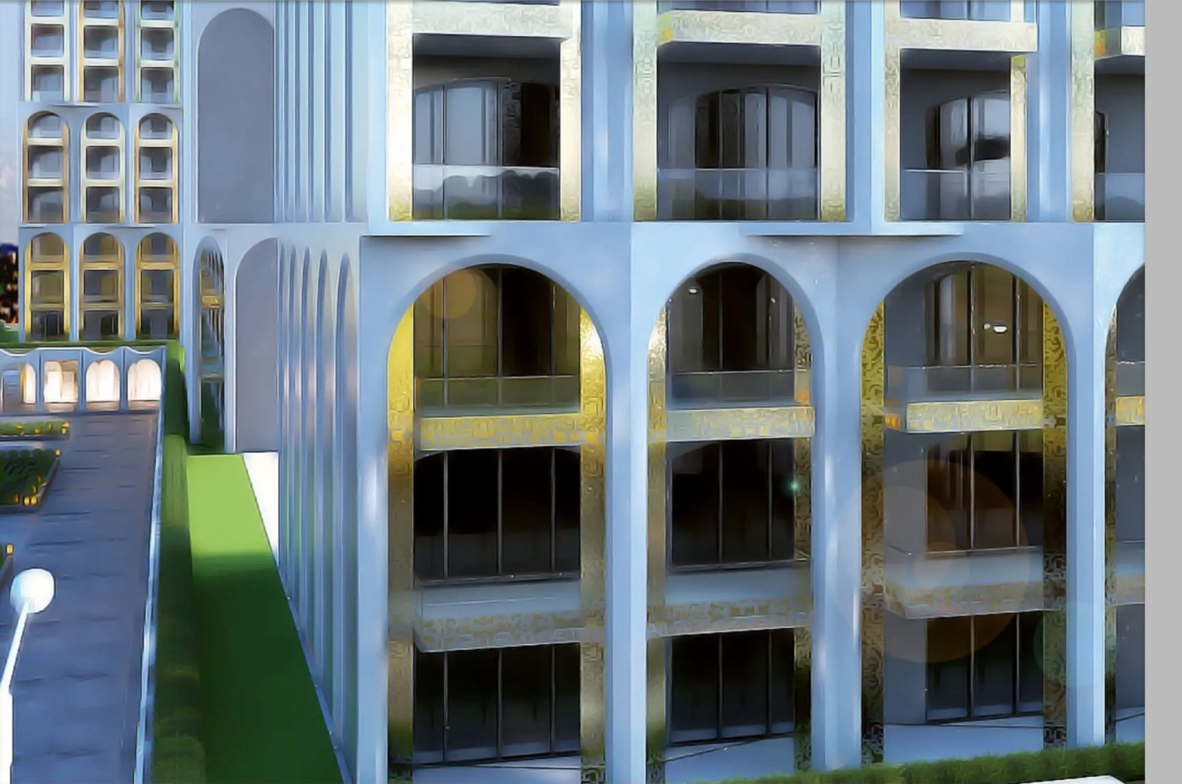 Kemerli cephede balkon detayları
