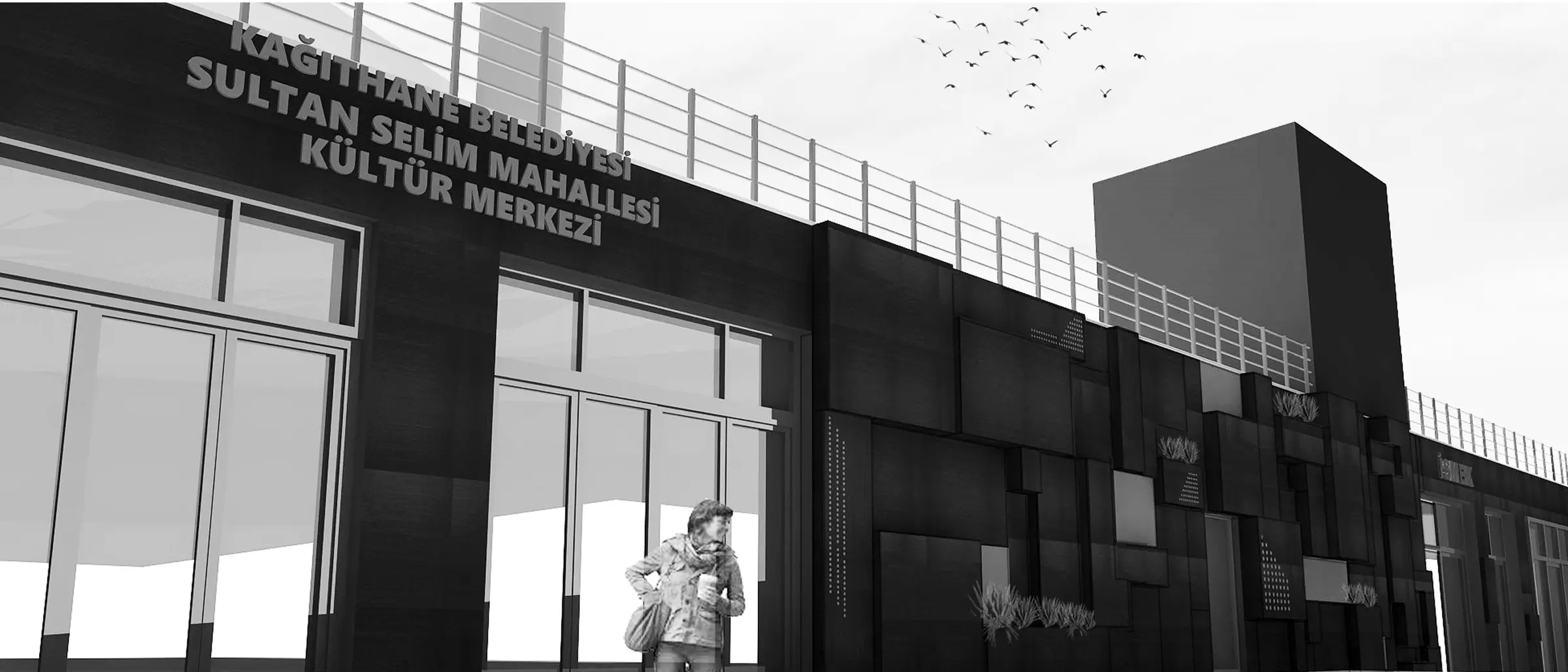 Visualisation of the facade from the entrance side